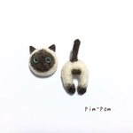 【ミニサイズ】ちびねこブローチ【シャム猫】