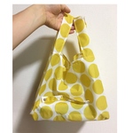 エコバッグ    コンパクトサイズ  〈黄色 水玉柄〉