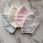 【レース刺繍マスク】パステルカラー　綿レース　総柄　立体型　夏マスク