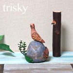 限定オプション）庭石に乗ったキジバトとスズメセット