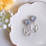 【再販】水面グレークリアピアス/イヤリング/サージカルステンレス nonoacs シャーベットカラー