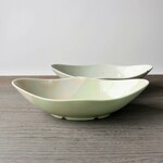 【訳あり 】星☆の変形楕円ボウル（浅緑＆グレー)２個組　1setのみ