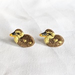 カルガモ雛の刺繍ピンバッチ　鳥　刺繍