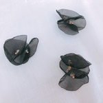(4pcs)ブラック＊シフォンフラワー＊