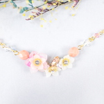 《和風》お花のネックレス(ピンク系)