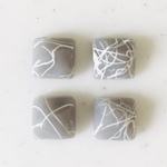 Grey White Line Designed Square Cabochons