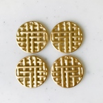 Matte Gold Plaid Circle Pendant Tops