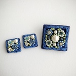 ブルーガーデンの刺繍ブローチ&ピアス