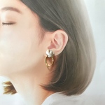 【after312様専用ページ】ブラウンシェルとひねりゴールドのピアスorイヤリング[金属アレルギー対応]