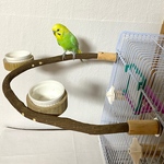 天然木のおやつ入れ付き半円パーチ（とまり木）【文鳥・セキセイインコ・オカメインコ・ウロコインコ】