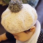 ポンポン付きベレー帽　アイボリー