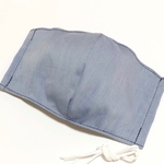 再販2★夏の爽やかブルー　男性用(L)マスク　夏用マスク　立体布マスク　大人用　薄手　お洒落メンズ　大きめ　Lサイズ〈ゴム付〉