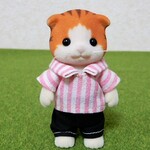 シルバニアファミリー　大人　お父さん 服　ピンクストライプ　シルバニア