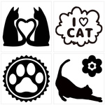 4枚セット「猫」肉球 カッティングシート ステッカー 車外アクセサリー
