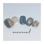 【7月限定お値下げ中】 blue×brownニュアンスネイル No.7