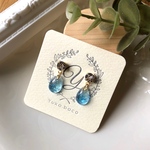 スワロフスキーと空色ドロップのピアス／イヤリング、ノンホールピアス