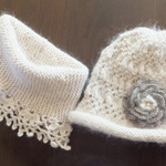 ロールブリムの帽子＆ネックウォーマー（コサージュ付き）