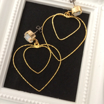 ひと粒ビジュー×ハートフープピアス