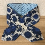 【SALE】ハンドメイドのネッククーラー『オシャレなブルーのヒマワリ柄』