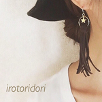 再販11 ロングレザー☆タッセルイヤリング