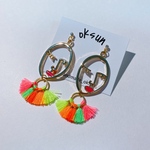 【✨NEW✨】フェイスネオンタッセルピアス　ピンク唇💋