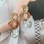 RUKIRIRIA #480 ベージュ×べっこう×クリアピアス  大ぶりピアス 大ぶりイヤリング 