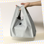 【受注制作】♡エコバッグ★コンビニお弁当サイズ対応♡ 英字柄★ice gray
