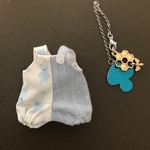 Poiサイズ夏のおでかけロンパース 水色クマ ⑤