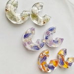 kyon.kuma様専用♡ キマグレ（　紫陽花　と　パール　と　金箔　の　C型　フープ　イヤリング　ピアス　）