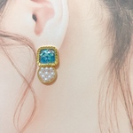 まるとしかくのパールピアス/イヤリング