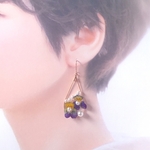 ビオラ&パールのピアス♡イヤリング　パープル　母の日　花好き　ファション　プレゼントにも