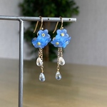 再販♡ 忘れな草のピアス ブルー イヤリング変更可能