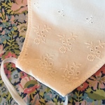 🌸夏マスク刺繍コットンレース/ブーケ＆リーフ柄立体マスクいたくないひも