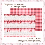 Gingham Check×Lace A4 Design Paper