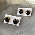 【SALE】ブラックハートビジューピアス