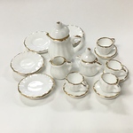 【ラスト1点】 15個セット 陶器製　コーヒーポット ソーサー ミルクボトル シュガーボトル 珈琲 ドリンク 飲み物 ドール用品　ミニチュア　パーツ