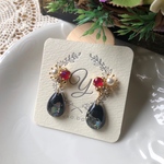 ピンク×ブラック♡ビタースイートなスワロフスキーピアス／イヤリング