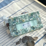 リバティ●スケルトンミニポーチ『Felicite』グリーン系　ビニコ　コスメ、カード、消毒薬など　リバティ×クリア
