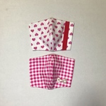 子ども用2サイズ　2枚セット　ハート&ローズチェック女の子用　立体　インナー　布マスク　セット　ピンク　リボン