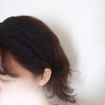 ラスト完成品のみ**ローン刺繍レースサークル*マーガレット　ブラック　ゆるターバン　コーデのアクセントに　ヘアバンド