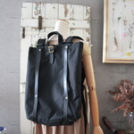 〇軽量〇2WAYリュック ■ブラック×黒レザー 容量16L  ナイロンキャンバス素材 