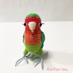 【あーちゃんととすけ様♡ご予約品♡】ちびちびのコザクラインコ　体長：8.5cm インコ　ラブバード　あみぐるみ　レース編み　コトリサ　kotorisa