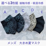 [選べる3枚組] [接触冷感・吸湿冷感] [大きいサイズ] 大人用立体マスク　メンズ