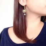 一粒パールのフラワーピアス♡ゴールド