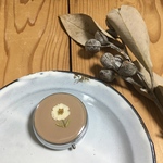 dryflower white ピルケースsilver ＆ beige circle2/ドライフラワー レジン