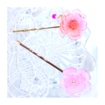 【2個セット】クリアが可愛いプラバン薔薇ヘアピン