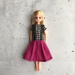 リカちゃんサイズ服＊リネンブラウス（チェック）