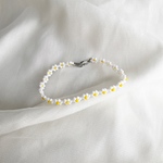 ビーズブレスレット "white×yellow"