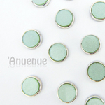 ゴールドエッジ ラウンド フラット カボション 12mm 【Pearl Green / パールグリーン】６個