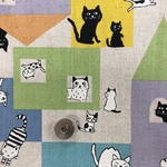 【100×50】おうちを探検猫ちゃん柄　綿麻生地